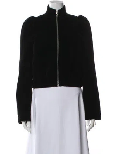 Pre-owned Dries Van Noten Velour Bomber Jacket In Black