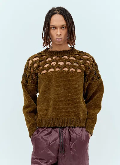 Dries Van Noten Velour Knit Jumper In Green