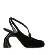 Dries Van Noten Velvet Abstrack Slingback Heels 95 In Black