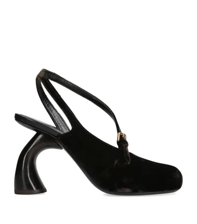 DRIES VAN NOTEN VELVET ABSTRACK SLINGBACK HEELS 95