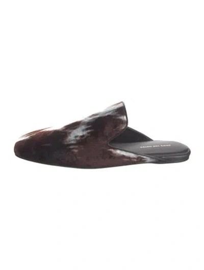 Pre-owned Dries Van Noten Velvet Animal Print Mules In Brown