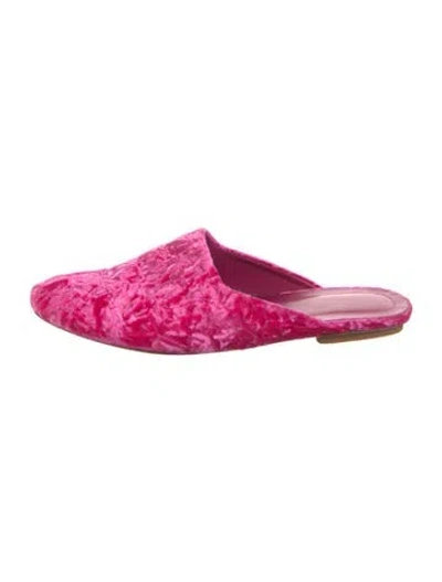 Pre-owned Dries Van Noten Velvet Animal Print Mules In Pink