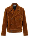 Dries Van Noten Velvet Biker Jacket Puffer Jackets Multicolor In Brown