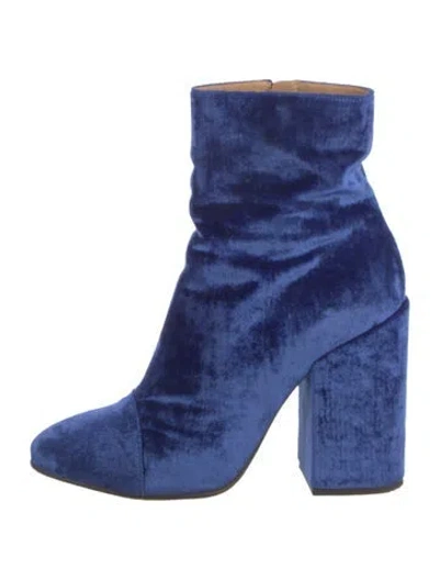Pre-owned Dries Van Noten Velvet Boots In Blue