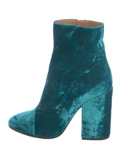 Pre-owned Dries Van Noten Velvet Boots In Blue