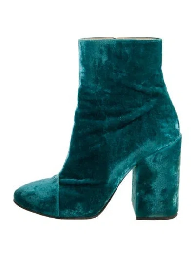 Pre-owned Dries Van Noten Velvet Boots In Green