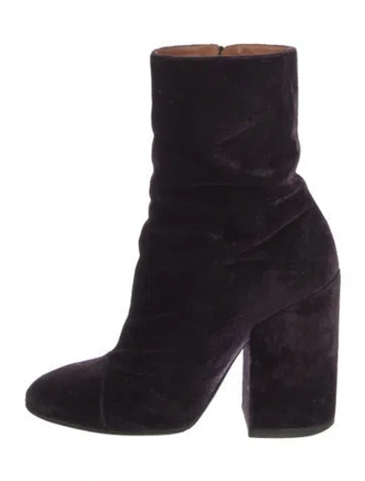 Pre-owned Dries Van Noten Velvet Boots In Purple