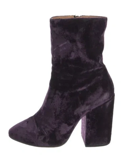 Pre-owned Dries Van Noten Velvet Boots In Purple