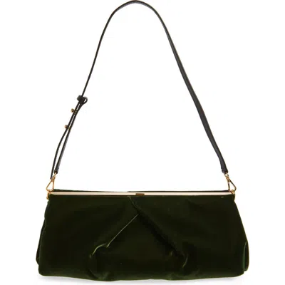 Dries Van Noten Velvet Envelope Clutch In Green