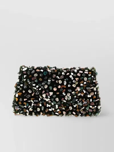 Dries Van Noten Velvet Envelope Clutch Stone Embellishments
