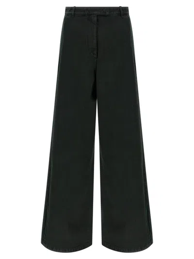 Dries Van Noten Velvet Insert Jeans Green In Black