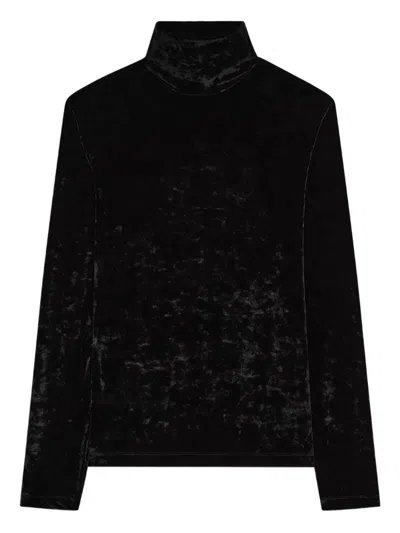 Dries Van Noten Velvet Long Sleeve T-shirt In Black