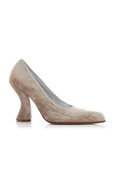 Dries Van Noten Velvet Pumps In Grey