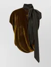 Dries Van Noten Velvet Sleeveless Top Striped Bow Detail In Gold