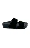 Dries Van Noten Velvet Slide Sandals In Green