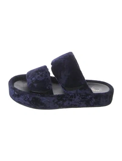 Pre-owned Dries Van Noten Velvet Slides In Blue