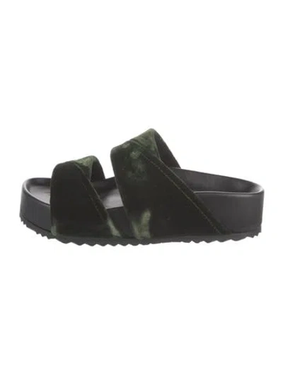 Pre-owned Dries Van Noten Velvet Slides In Green