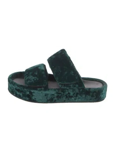 Pre-owned Dries Van Noten Velvet Slides In Green