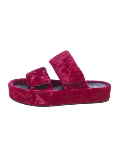 Pre-owned Dries Van Noten Velvet Slides W/ Tags In Red