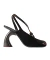 Dries Van Noten Velvet Slingback Pumps In Brown