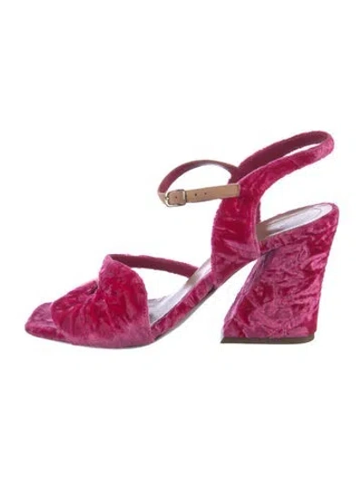 Pre-owned Dries Van Noten Velvet Slingback Sandals In Pink