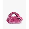 Dries Van Noten Twist Small Velvet Shoulder Bag In Pink