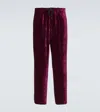 Dries Van Noten Velvet Sweatpants In Burgundy
