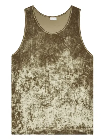 Dries Van Noten Velvet Tank Top In Green