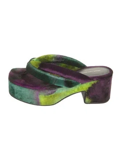 Pre-owned Dries Van Noten Velvet Tie-dye Print Slides In Green