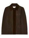 Dries Van Noten Velvet-trim Denim Blazer In Brown