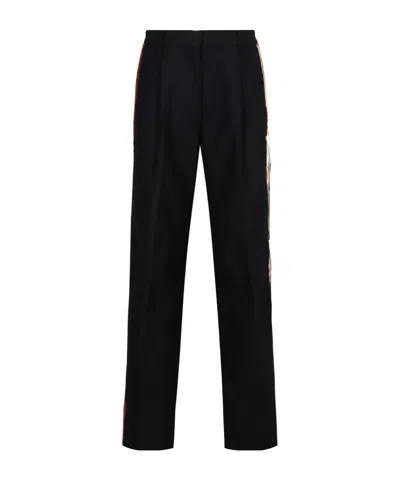 DRIES VAN NOTEN DRIES VAN NOTEN VELVET-TRIM STRAIGHT-LEG TROUSERS