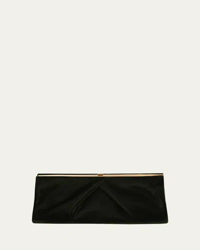 Dries Van Noten Velvety Viscose Clutch Bag In Green