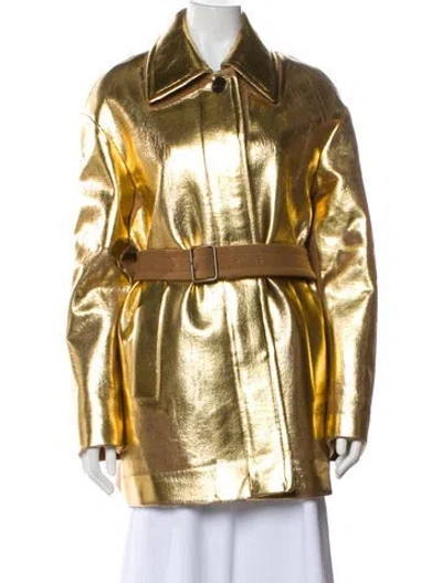 Pre-owned Dries Van Noten Vendals Wool Coat In Gold