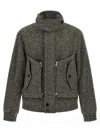 Dries Van Noten Patterned Wool Zip Jacket Front Pockets In Gray