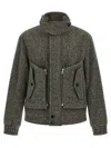 Dries Van Noten Patterned Wool Zip Jacket Front Pockets In Gray