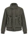 Dries Van Noten Patterned Wool Zip Jacket Front Pockets In Gray