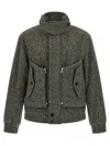 Dries Van Noten Patterned Wool Zip Jacket Front Pockets In Gray