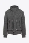 Dries Van Noten Patterned Wool Zip Jacket Front Pockets In Gray