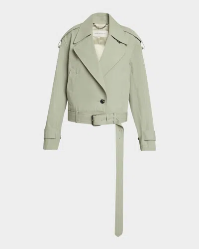 Dries Van Noten Vensar Cotton Moto Jacket In Green