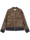 Dries Van Noten Chocolate Brown Jacket With Feather-like Pattern In Brown