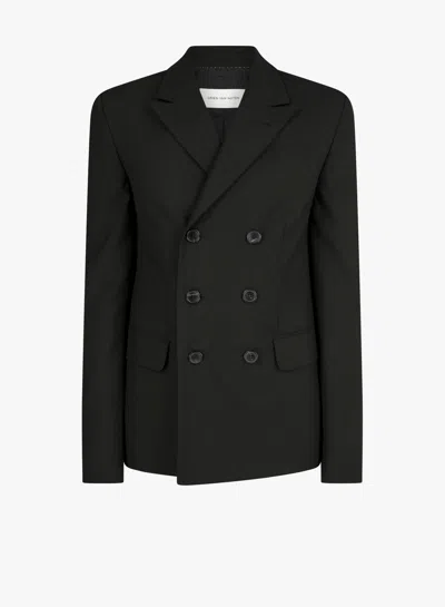 Dries Van Noten Double-breasted Long-sleeve Blazer In Black