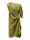 Dries Van Noten Dalant Silk Dress With Lateral Knot In Green