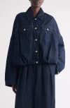 Dries Van Noten Vesto Bubble Hem Denim Jacket In Blue