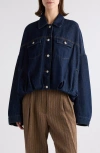 Dries Van Noten Womens Indigo Vesto Gathered-hem Denim Jacket In Indigo