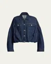 Dries Van Noten Womens Indigo Vesto Gathered-hem Denim Jacket In Indigo