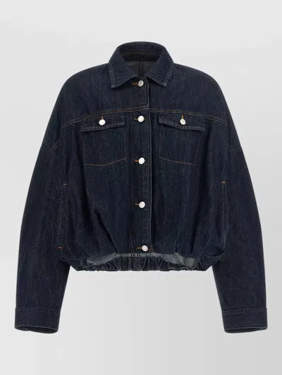 Dries Van Noten Vesto Denim Jacket Cropped Hem Design In Blue