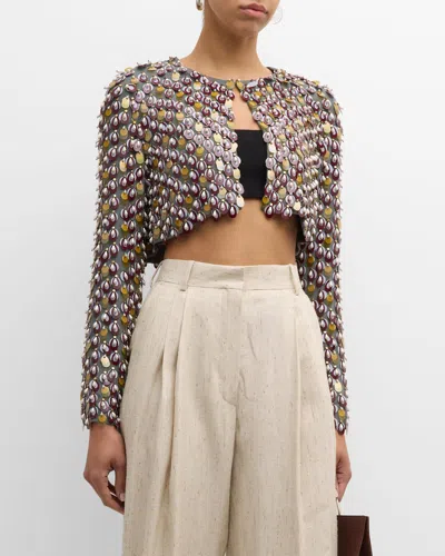 Dries Van Noten Viano Embellished Short Jacket In Raf