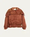Dries Van Noten Orange Overdyed Short Parka In Brown