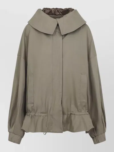 Dries Van Noten Villas Cotton Hooded Jacket Front Pockets In Green