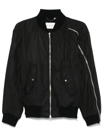 Dries Van Noten Cuff-zip Bomber Jacket In Black